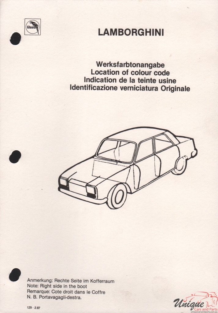 1986 Lamborghini Paint Charts Glasurit 0